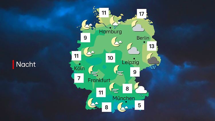 Wettervorhersage für die Nacht zu Samstag, 6. September in Deutschland