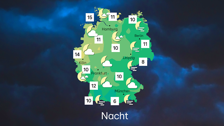 Das Wetter in der Nacht zu Sonntag