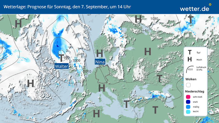 Die Wetterlage am Sonntag, 7. September