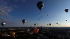 Hot air balloon fiesta above Hradec Kralove city