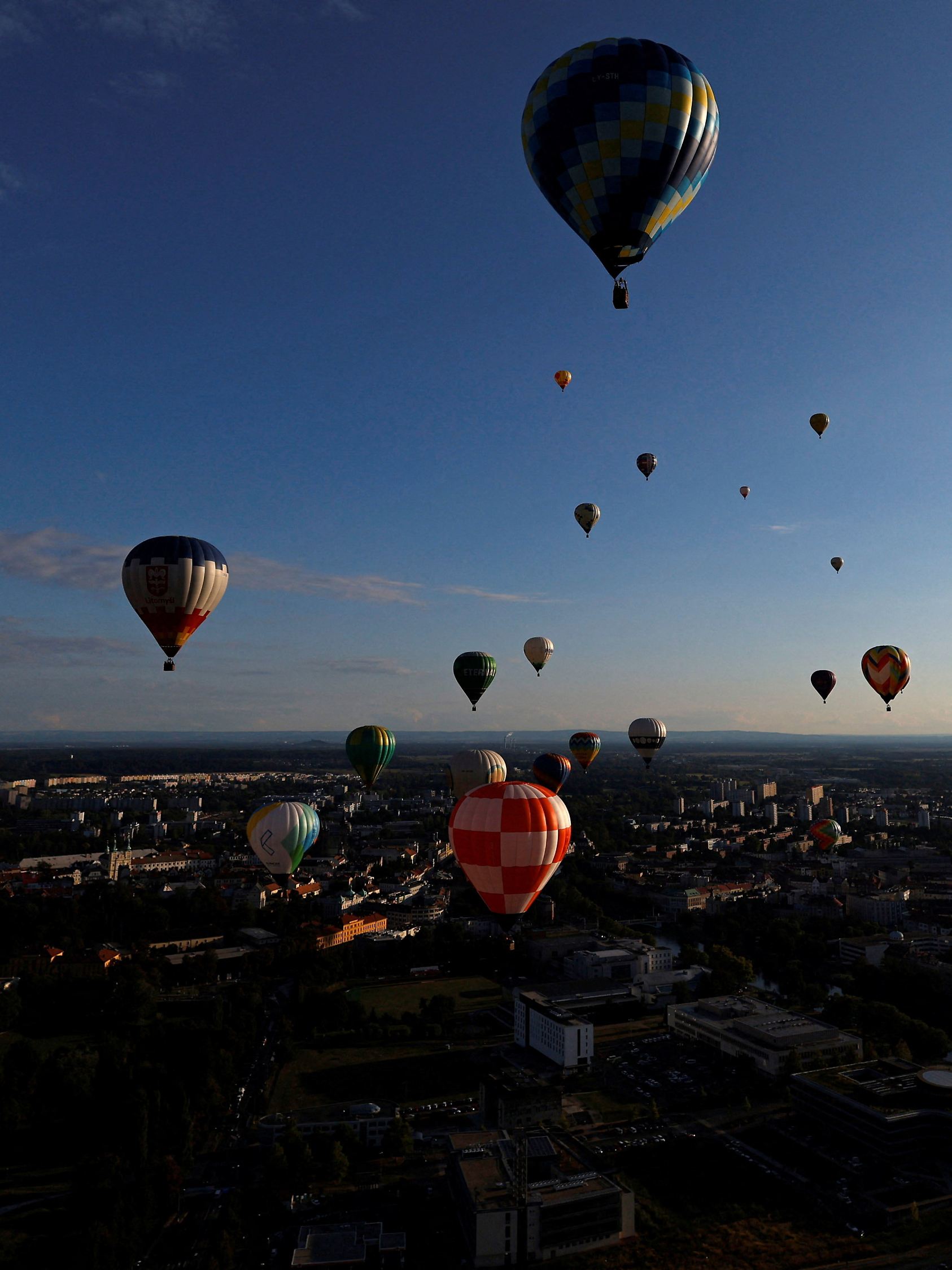 Hot air balloon fiesta above Hradec Kralove city