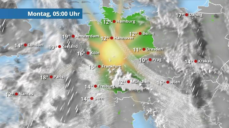 Regenwand kommt auf Deutschland am Montag zu