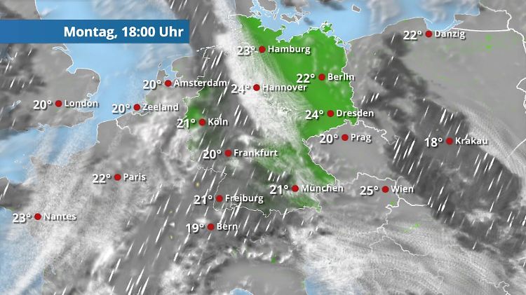 Von Westen zieht eine Regenfront rein