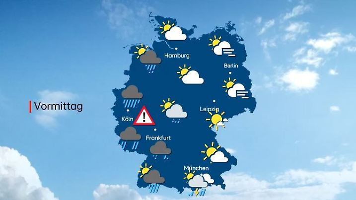 Unwettergefahr im Westen: Es können bis zu 100 Liter Regen auf den Quadratmeter fallen.