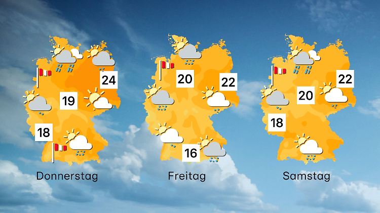 Wettervorhersage für 3 Tage ab Donnerstag