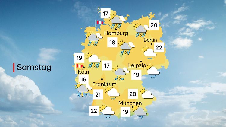 Schauer, Gewitter und stürmischer Wind am Samstag
