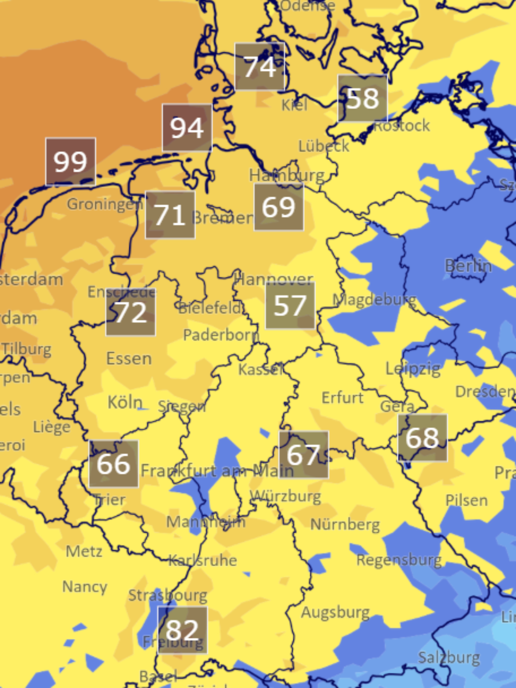 Aktueller Sturm- und Unwetterfahrplan
