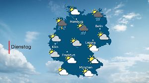 Wetterkarte für Deutschland am Dienstag