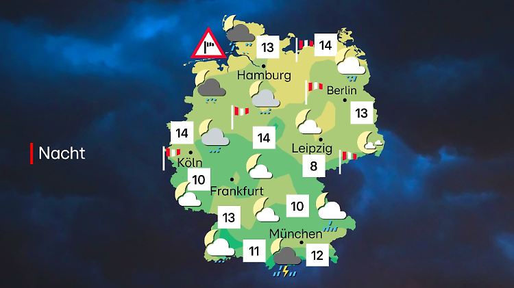 Wettervorhersage für die kommende Nacht