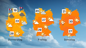 Wettervorhersage für 3 Tage ab Donnerstag