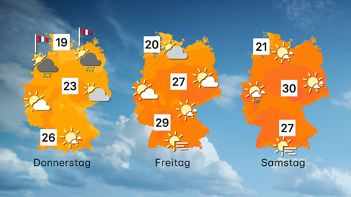 Wettervorhersage für 3 Tage ab Donnerstag