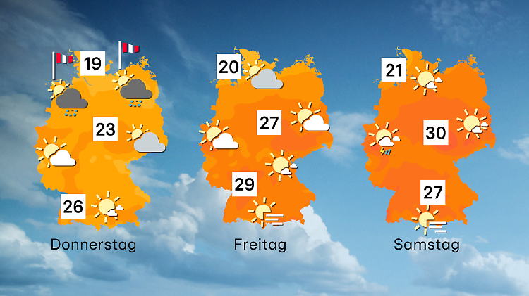 Wettervorhersage für 3 Tage ab Donnerstag