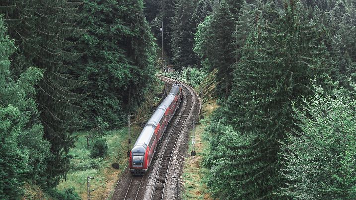 Hornberg, Germany, July 14, 2015 - A train of the Black Forest Railway is at Hornberg untergwegs towards Constance.