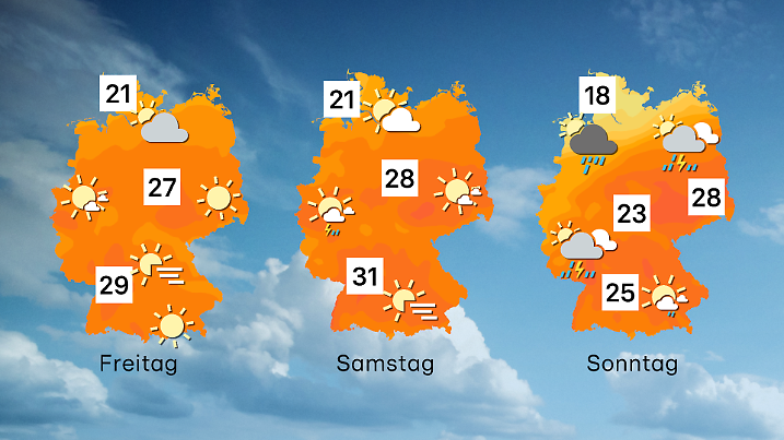 Wettervorhersage für 3 Tage in Deutschland