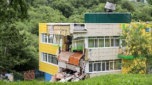 Situation in Petropavlovsk-Kamchatsky, zerstörtes Kindergartengebäude