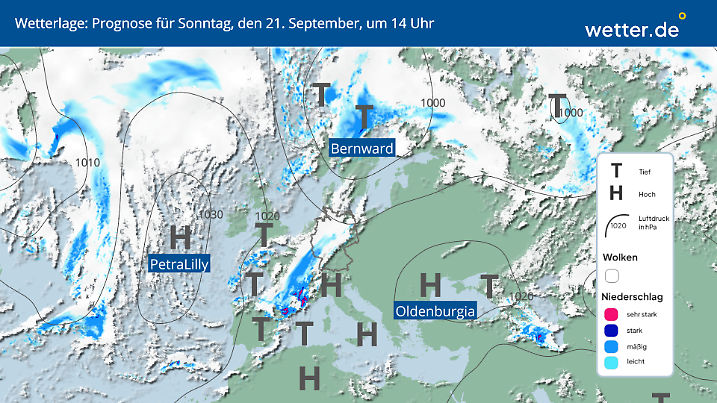 Wetterlage für Sonntag, 21. September