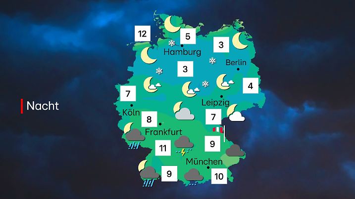 Prognose für die Nacht: Regen im Südwesten, möglicher Bodenfrost im Norden