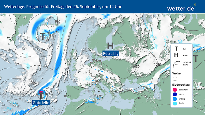 Prognose für Wetterlage in Europa am Freitag, den 26. September