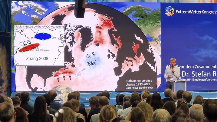 Prof. Rahmstorf beim Extremwetterkongress in Hamburg. 