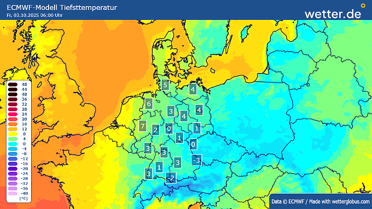 Auch der Freitagmorgen bleibt zumindest im Osten noch frostig kalt