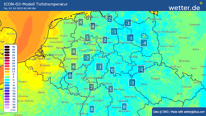 Tiefstwerte am Donnerstagmorgen