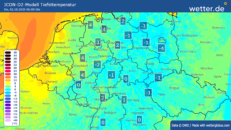 Tiefstwerte am Donnerstagmorgen
