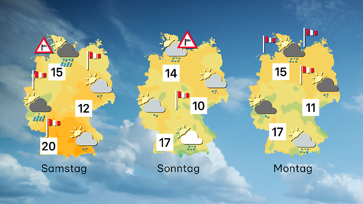 Wettertrend von Samstag bis Montag