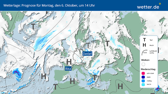 Wetterlage für Montag, 6. Oktober