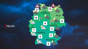Wettervorhersage für die Nacht auf Montag