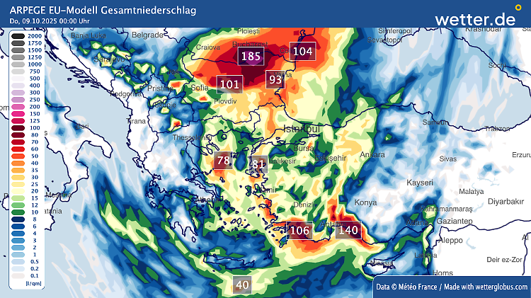 Unwetter Südeuropa - erst im Osten, dann im Westen