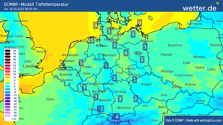 Bei dieser Entwicklung nach dem europäischen Wettermodelle wird uns verbreitet Bodenfrost erwarten!