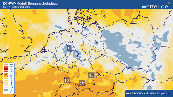 Sonnenschein am Samstag konzentriert sich auf den Süden.