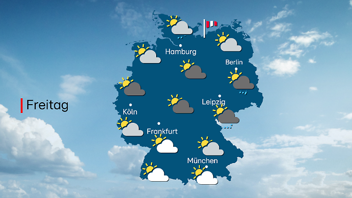 Das Aufregendste heute ist der Wind im Norden - für die winderprobten Nordlichter aber auch nicht wirklich.