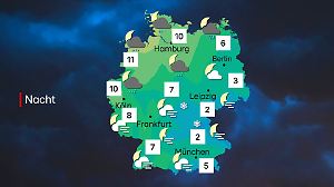 Wettervorhersage für die Nacht auf Dienstag