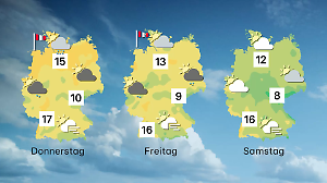 Wettervorhersage für 3 Tage ab Donnerstag