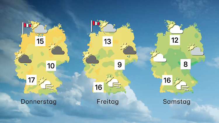 Wettervorhersage für 3 Tage ab Donnerstag