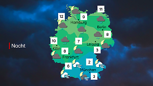 Wettervorhersage für die Nacht auf Donnerstag, 16. Oktober 2025