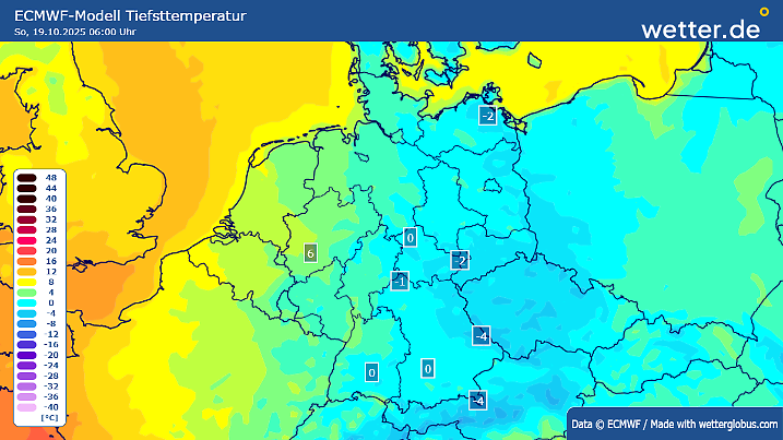 Besonders in der Nacht von Samstag auf Sonntag wird es kalt und verbreitet frostig.