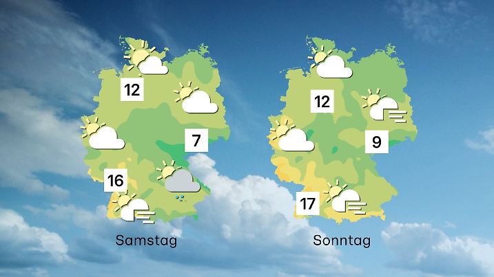 Prognose: Am Samstag kann es teils noch ein bisschen regnen. Ansonsten gibt es neben Wolken auch viel Sonnenschein.