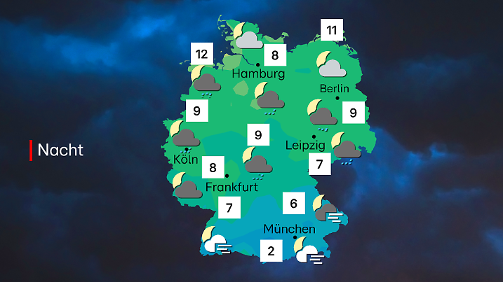 Wettervorhersage für die Nacht auf Freitag, 17. Oktober