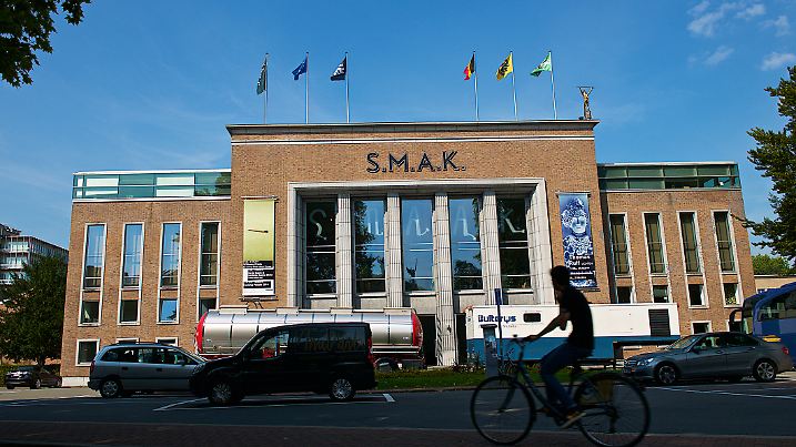 Ghent, Belgium-07 24 2014:The Stedelijk Museum voor Actuele Kunst (commonly abbreviated as S.M.A.K., translated as City Museum for Contemporary Art) is a relatively new museum located in Ghent, Belgium, and is renowned both for its permanent collection (Karel Appel, Francis Bacon, Panamarenko, Andy Warhol, etc.) and for its provocative exhibitions.The new museum opened to the public on 7 May 1999. The collection concentrates on international developments in art after 1945.