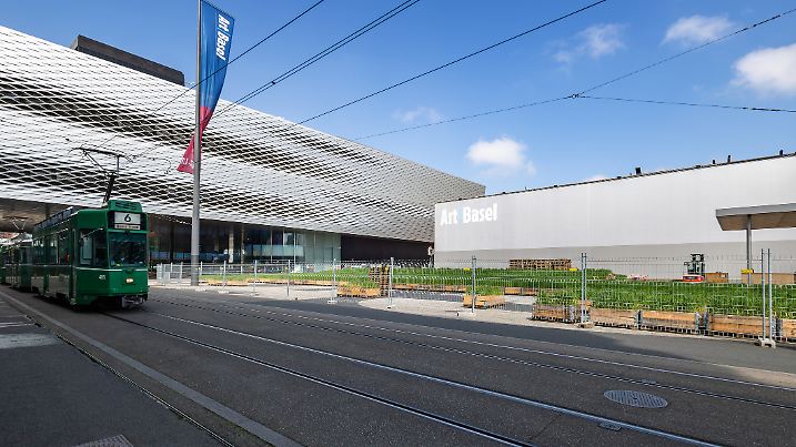 Basel, Switzerland - 04 June 2024: The annual art event Art Basel at the Exhibition Squre in Basel Switzerland. An annual art event - Art Basel.