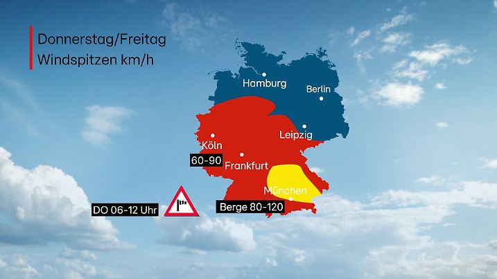 Warnkarte für den Donnerstagvormittag