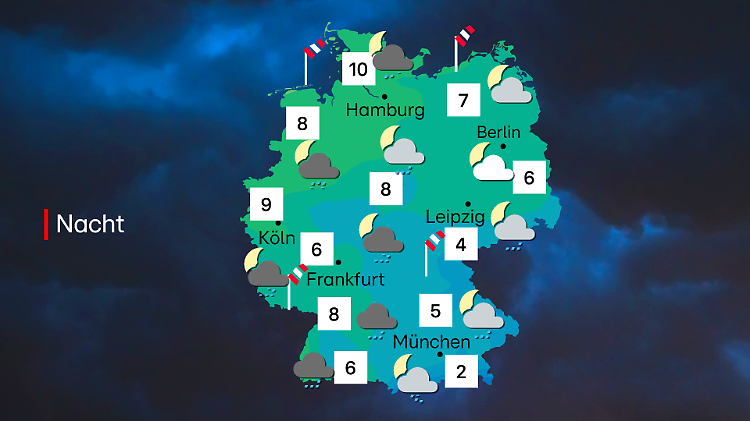 Wettervorhersage für die Nacht auf Samstag, 25. Oktober