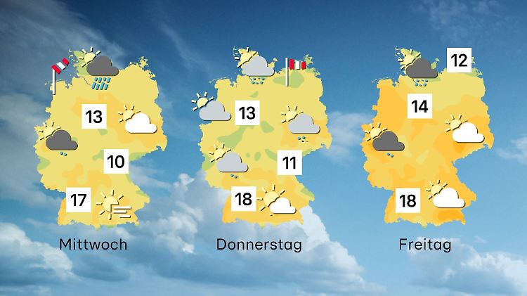Wettervorhersage für 3 Tage ab Mitwoch