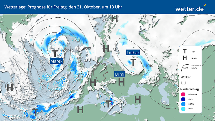 Wetterlage für Freitag, 31. Oktober in Deutschland