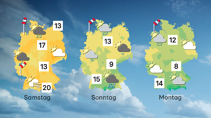 Wettervorhersage für 3 Tage in Deutschland ab 