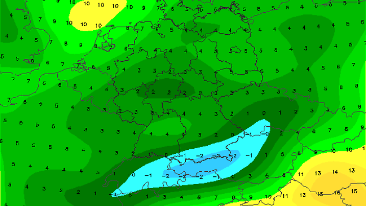 Die Temperaturen am 1. Advent mittags um 12 Uhr. Hier das Modell des CFS