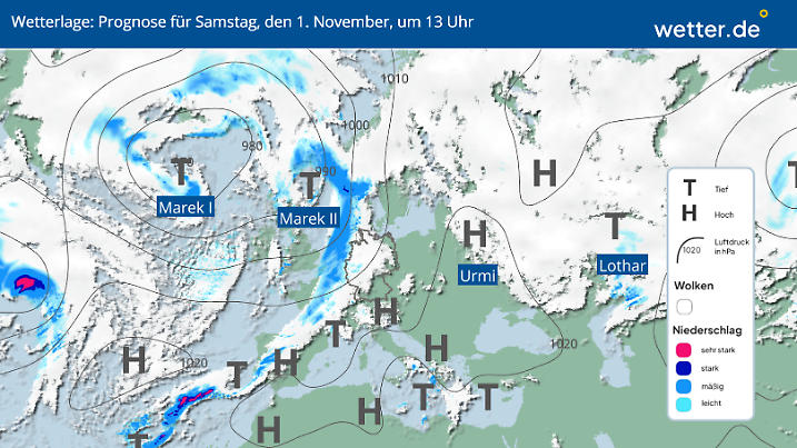 Wetterlage für den 1. November