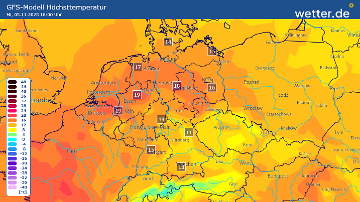 Das Wetter am Mittwoch, den 05.11.2025